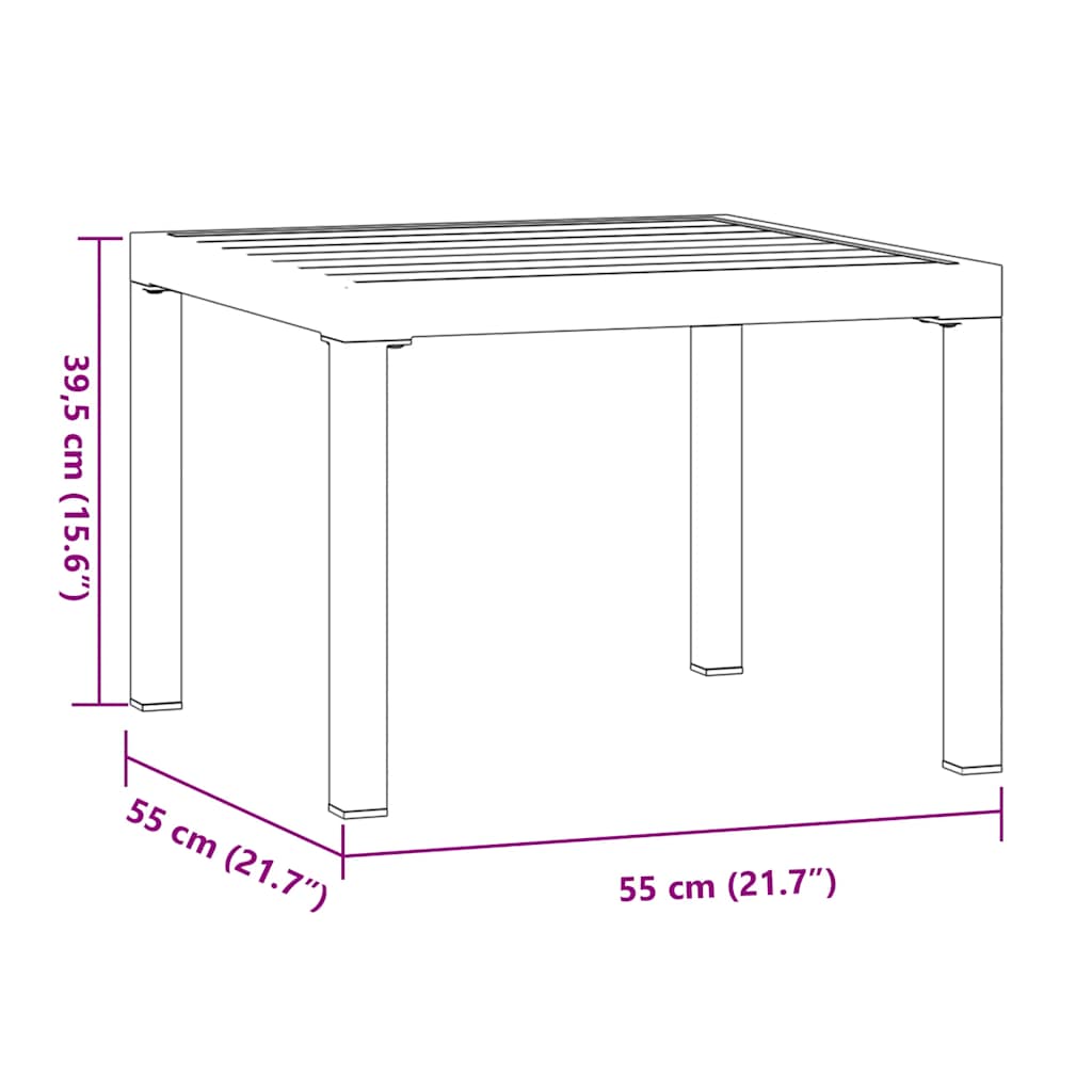 Vrtni stolić za kavu crni 55x55x39,5 cm čelik obložen prahom