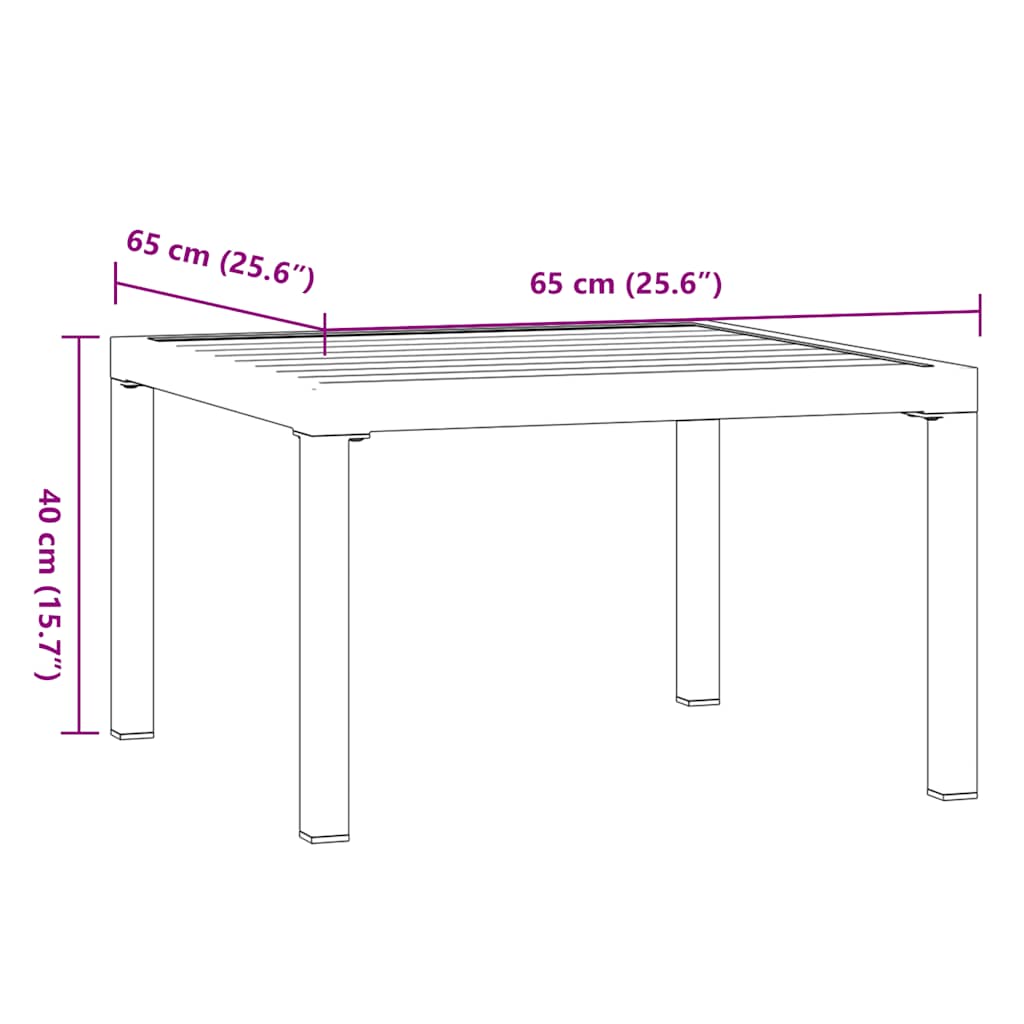 Vrtni stolić za kavu crni 65 x 65 x 40 cm aluminijski