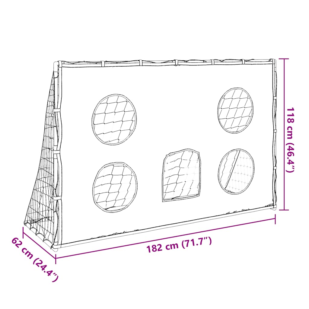 Dječji nogometni gol s podlogom za metu i loptom 182x62x118 cm