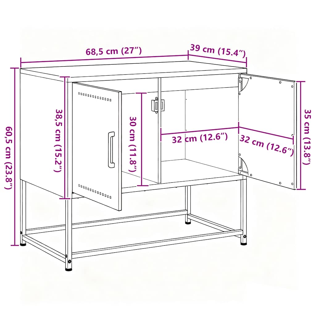 TV ormarić boja senfa 68,5 x 39 x 60,5 cm čelični