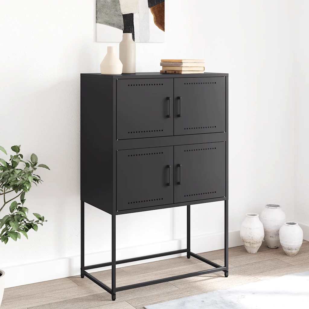 Komoda crna 68,5 x 38,5 x 107 cm čelična
