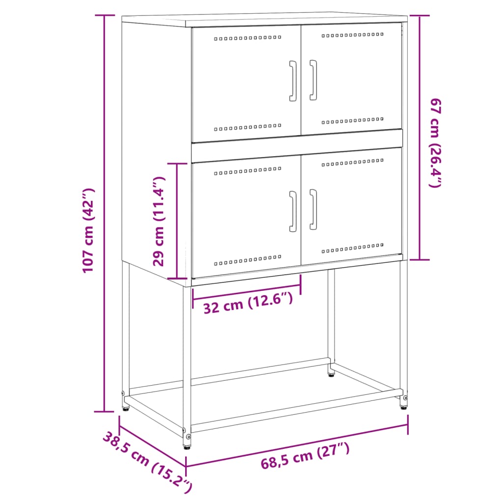 Komoda antracit 68,5x38,5x107 cm čelična