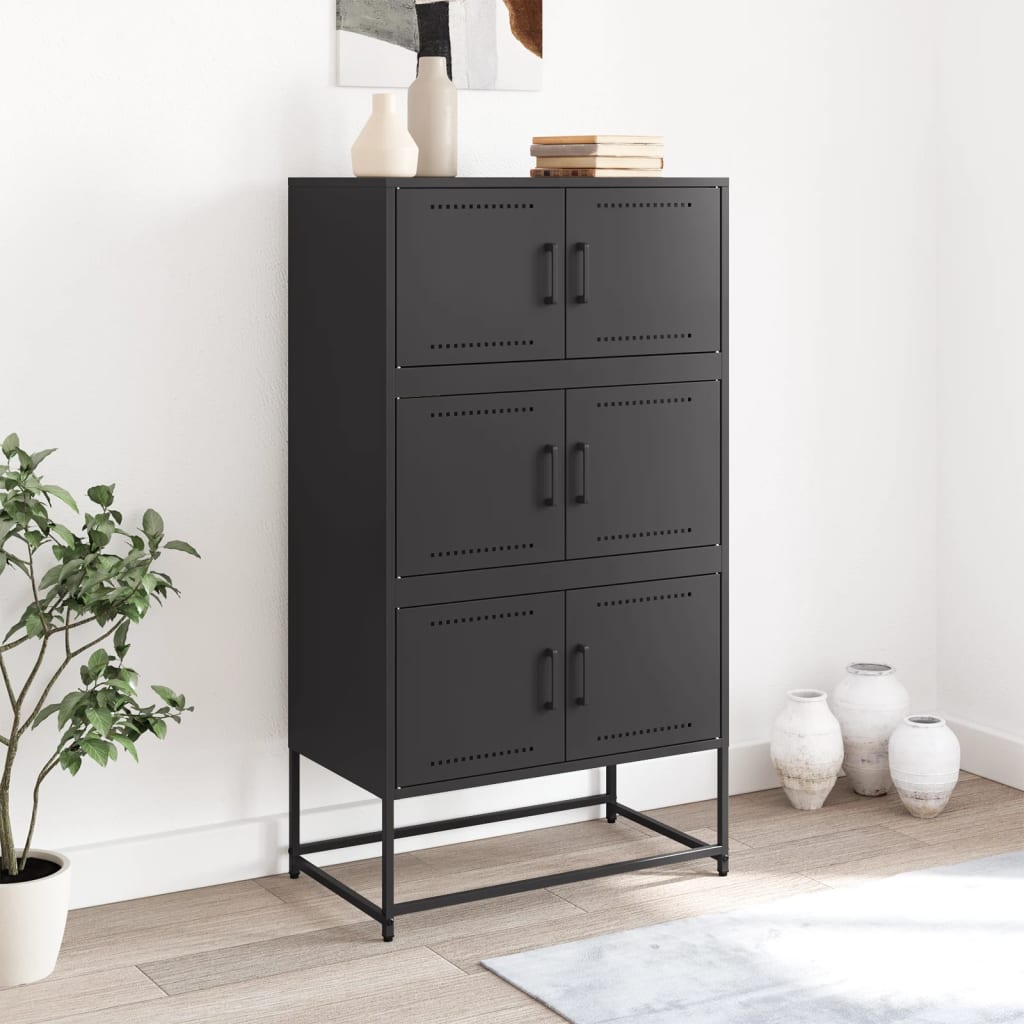 Komoda crna 68,5 x 38,5 x 123,5 cm čelična