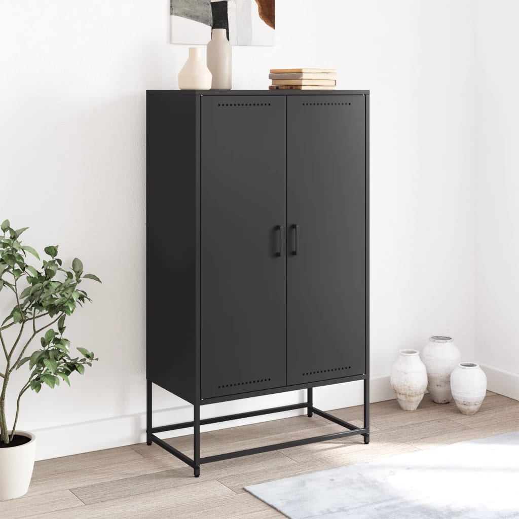 Visoka komoda crna 68,5 x 38,5 x 123,5 cm čelična