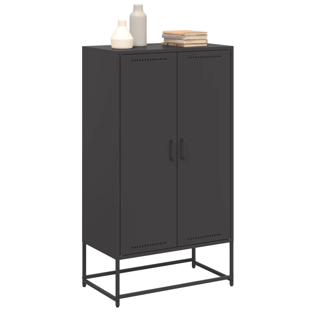 Visoka komoda crna 68,5 x 38,5 x 123,5 cm čelična