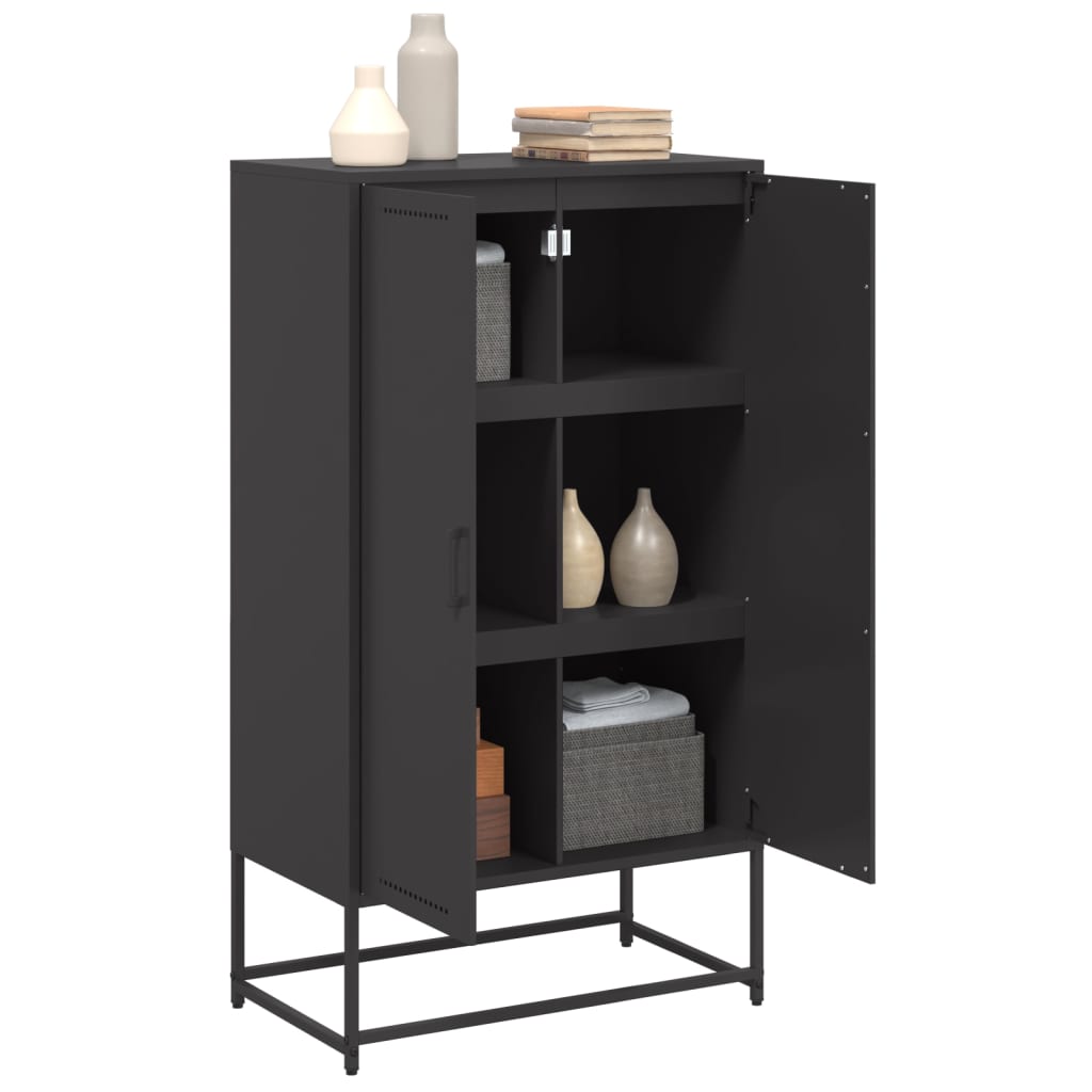 Visoka komoda crna 68,5 x 38,5 x 123,5 cm čelična
