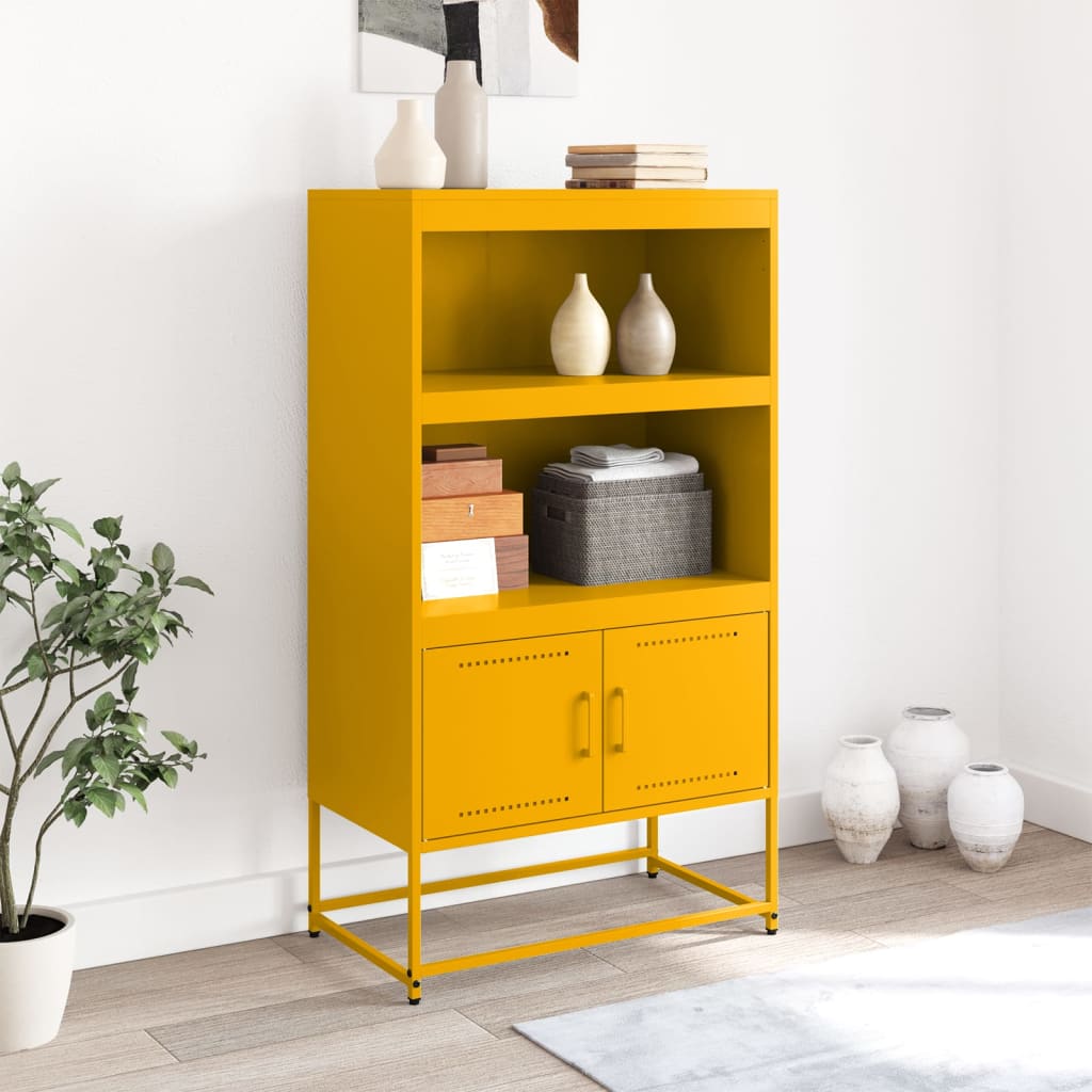 Visoka komoda boja senfa 68,5 x 38,5 x 123,5 cm čelična