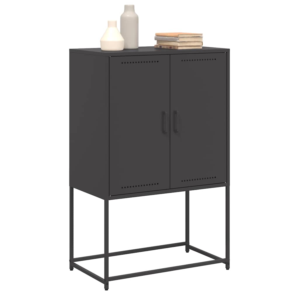 Visoka komoda crna 68,5 x 38,5 x 107 cm čelična