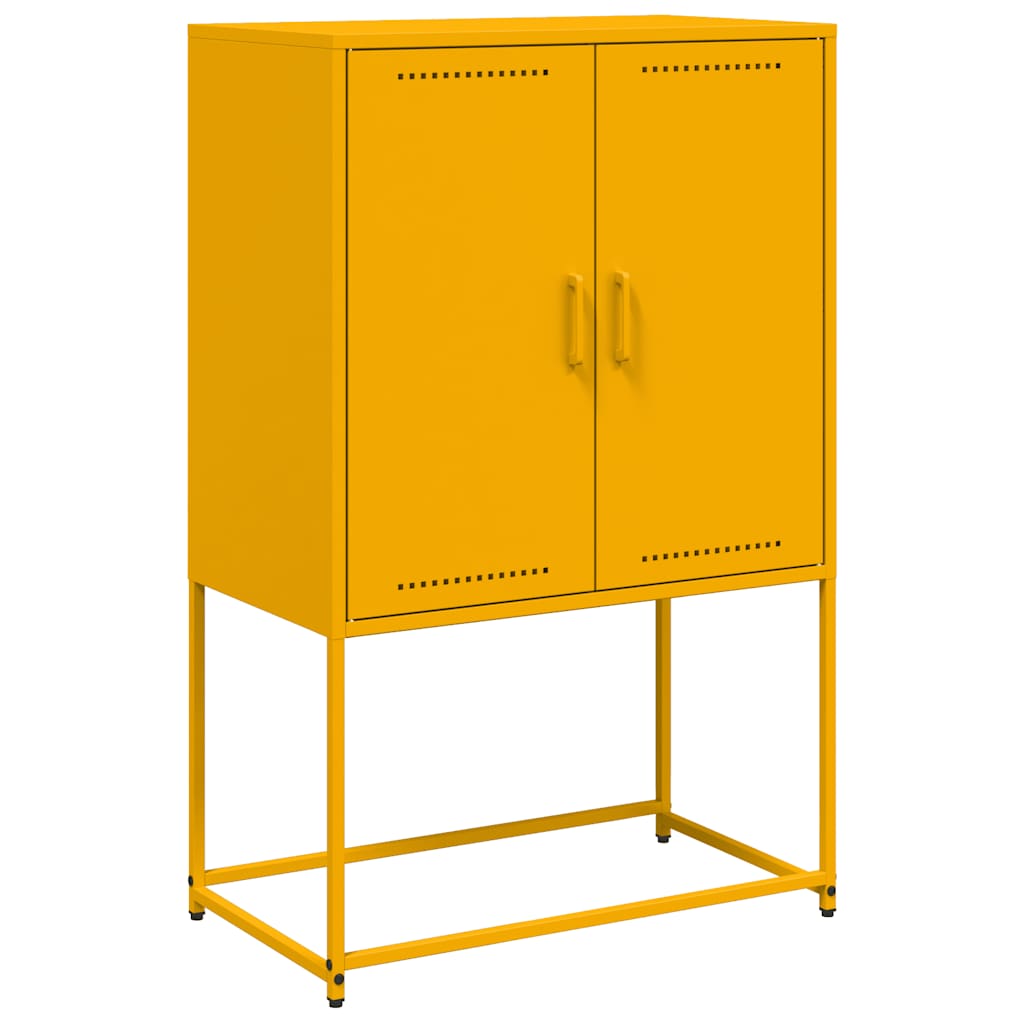 Visoka komoda boja senfa 68,5x38,5x107 cm čelična