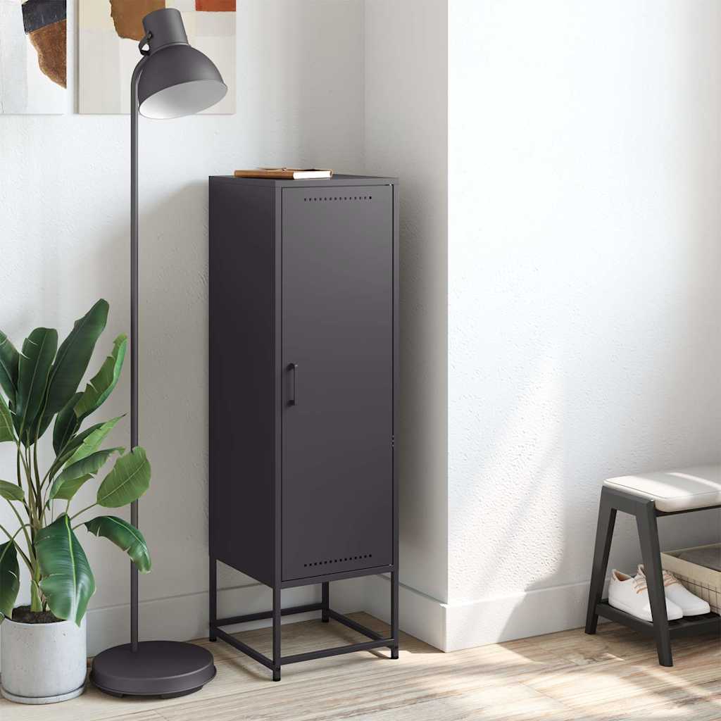 Visoka komoda crna 36x39x123 cm čelična
