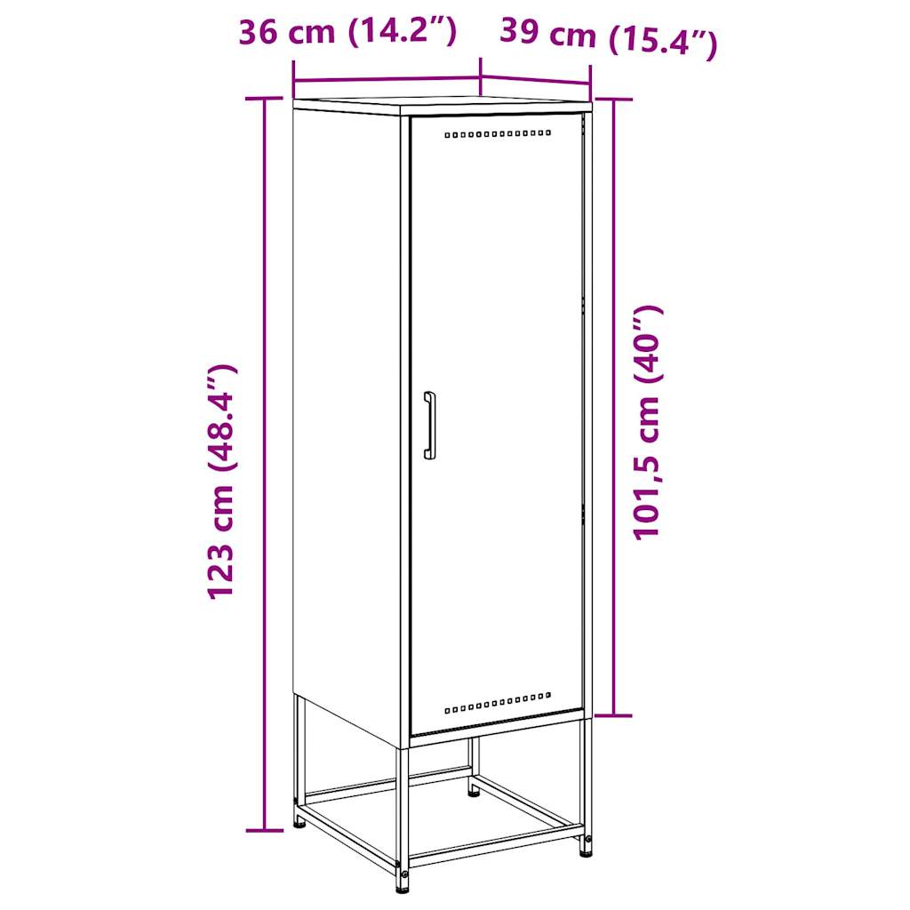 Visoka komoda crna 36x39x123 cm čelična