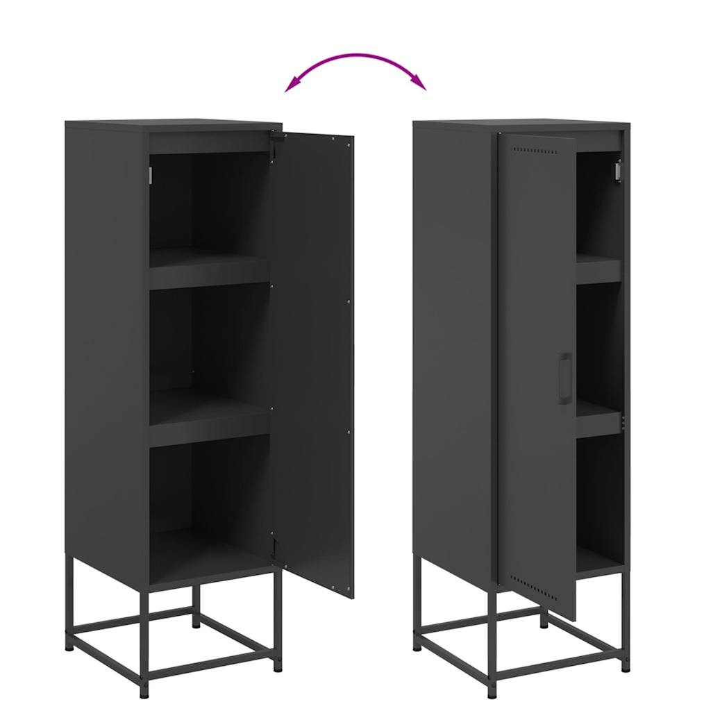 Visoka komoda crna 36x39x123 cm čelična
