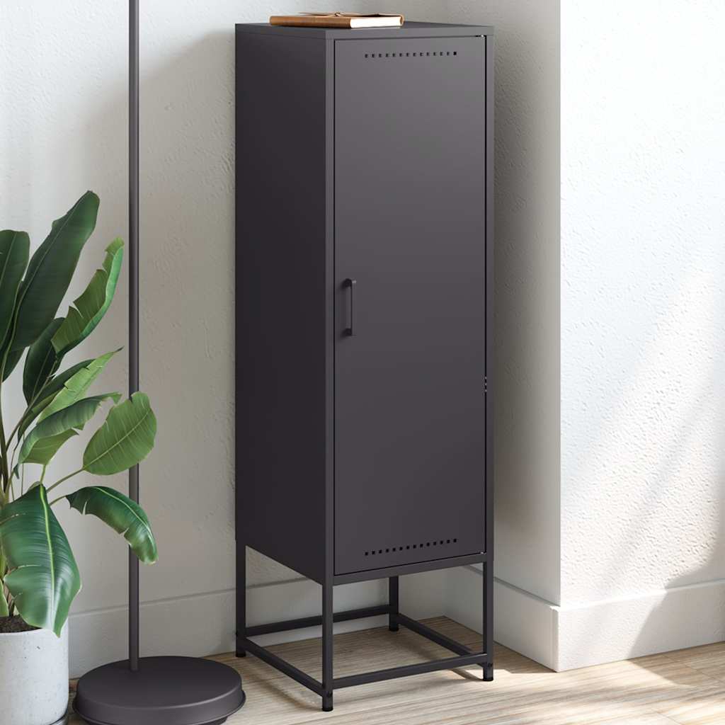 Visoka komoda crna 36x39x123 cm čelična