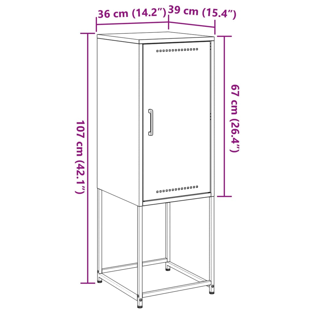 Visoka komoda crna 36x39x107 cm čelična