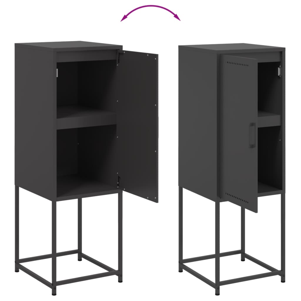 Visoka komoda crna 36x39x107 cm čelična