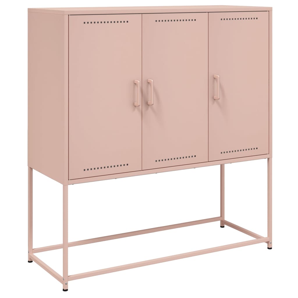 Visoka komoda ružičasta 100,5x39x107 cm čelična