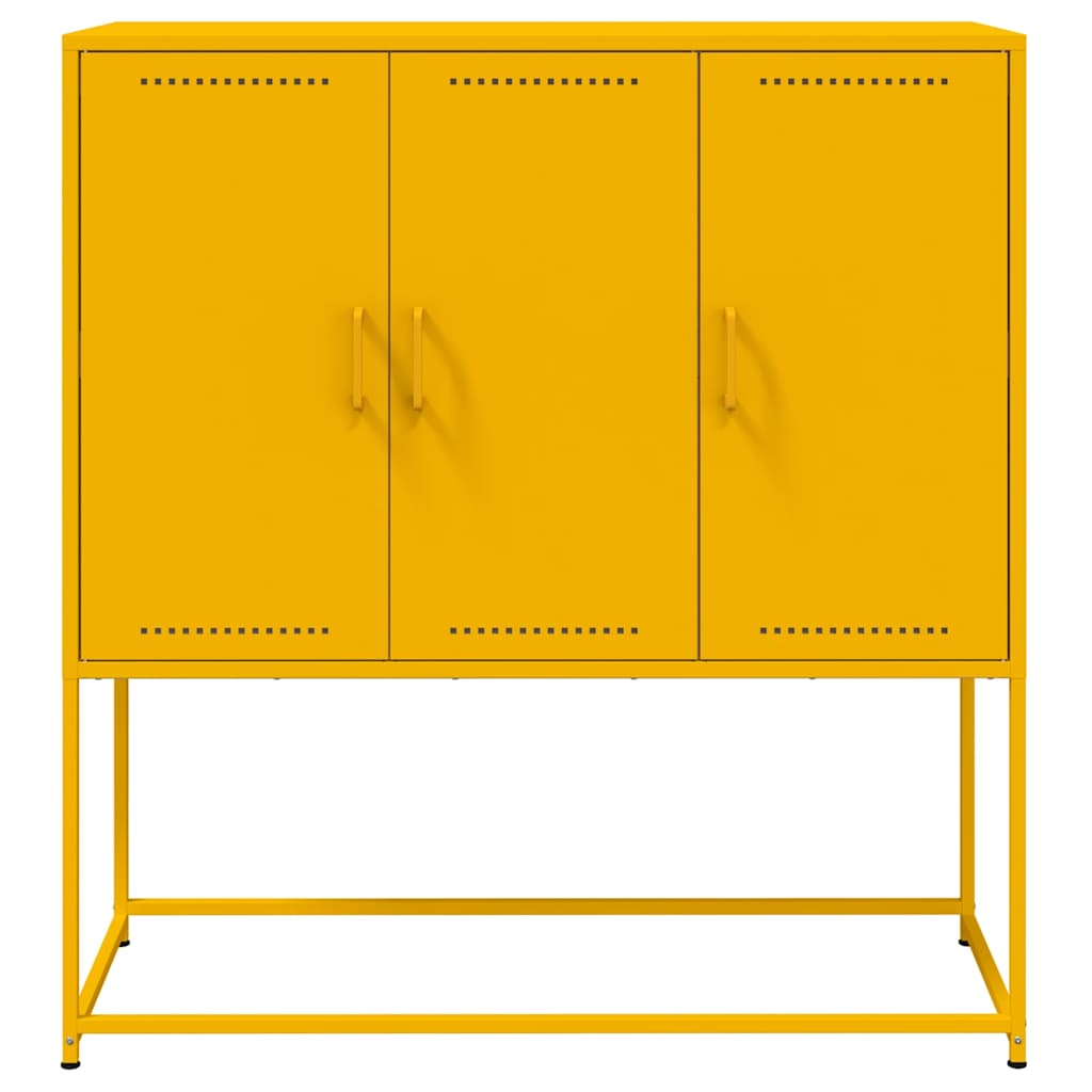 Visoka komoda boja senfa 100,5 x 39 x 107 cm čelična