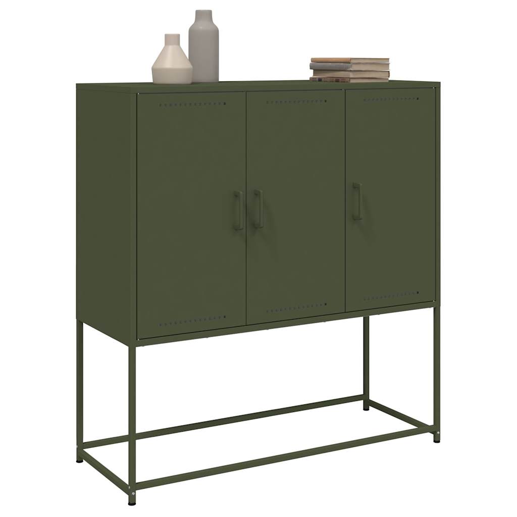 Visoka komoda maslinastozeleni 100,5x39x107 cm čelična