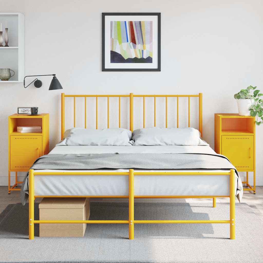 Noćni ormarići 2 kom boje senfa 36x39x78 cm čelični