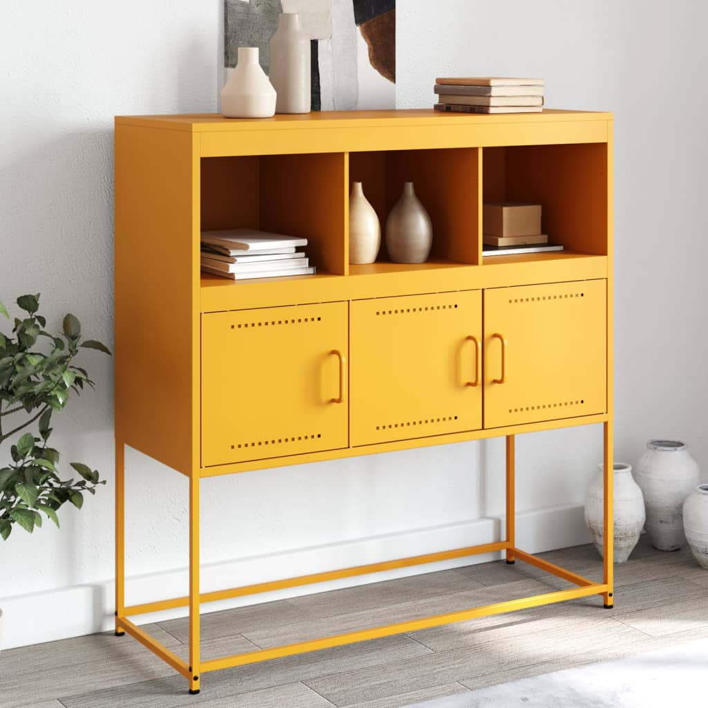 Komoda boja senfa 100,5x39x107 cm čelični