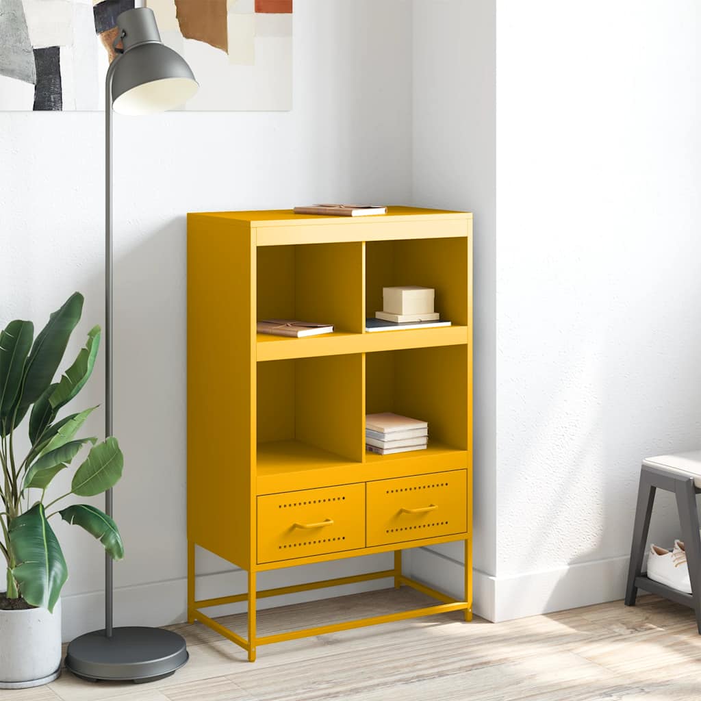 Visoka komoda boja senfa 68x39x111,5 cm od čelika
