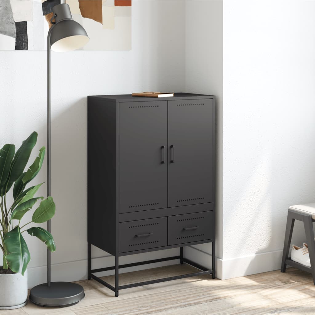 Visoka komoda crna 68x39x111,5 cm od čelika
