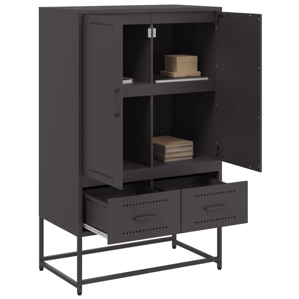 Visoka komoda crna 68x39x111,5 cm od čelika