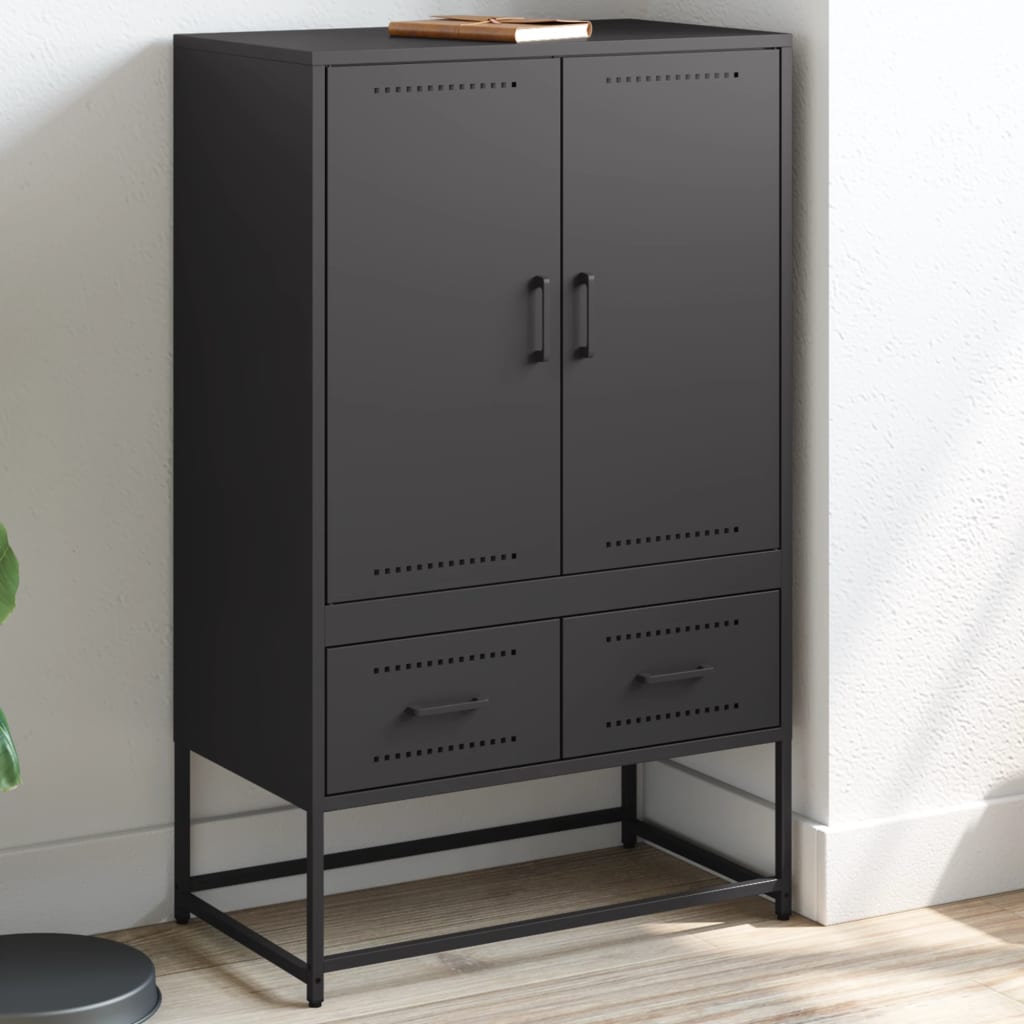 Visoka komoda crna 68x39x111,5 cm od čelika