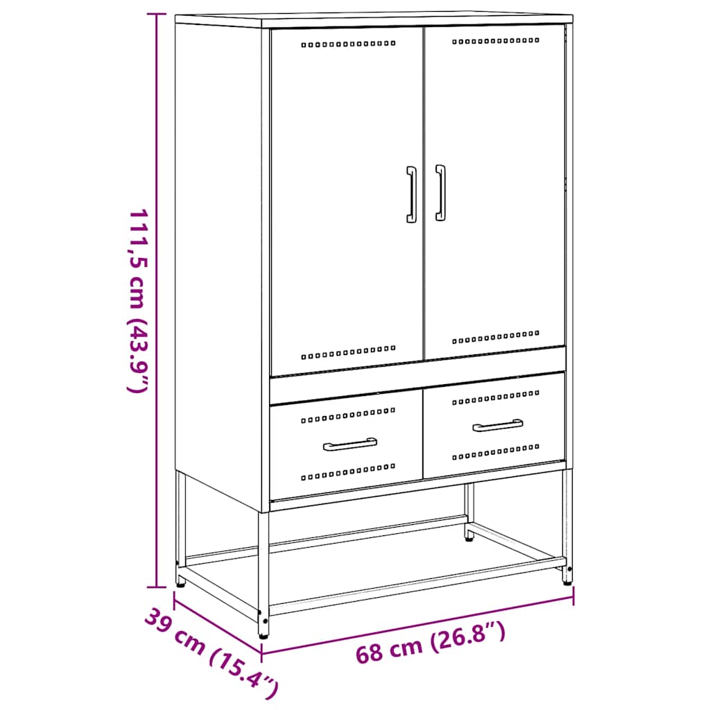 Visoka komoda boja senfa 68x39x111,5 cm od čelika