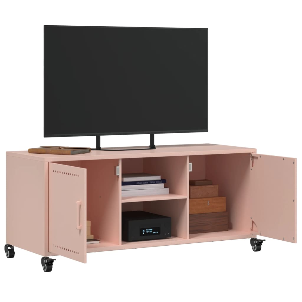 TV ormarić ružičasti 100,5 x 39 x 43,5 cm čelik