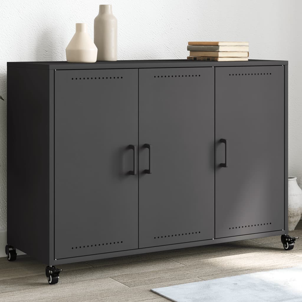 Komoda crna 100,5 x 39 x 72 cm čelik