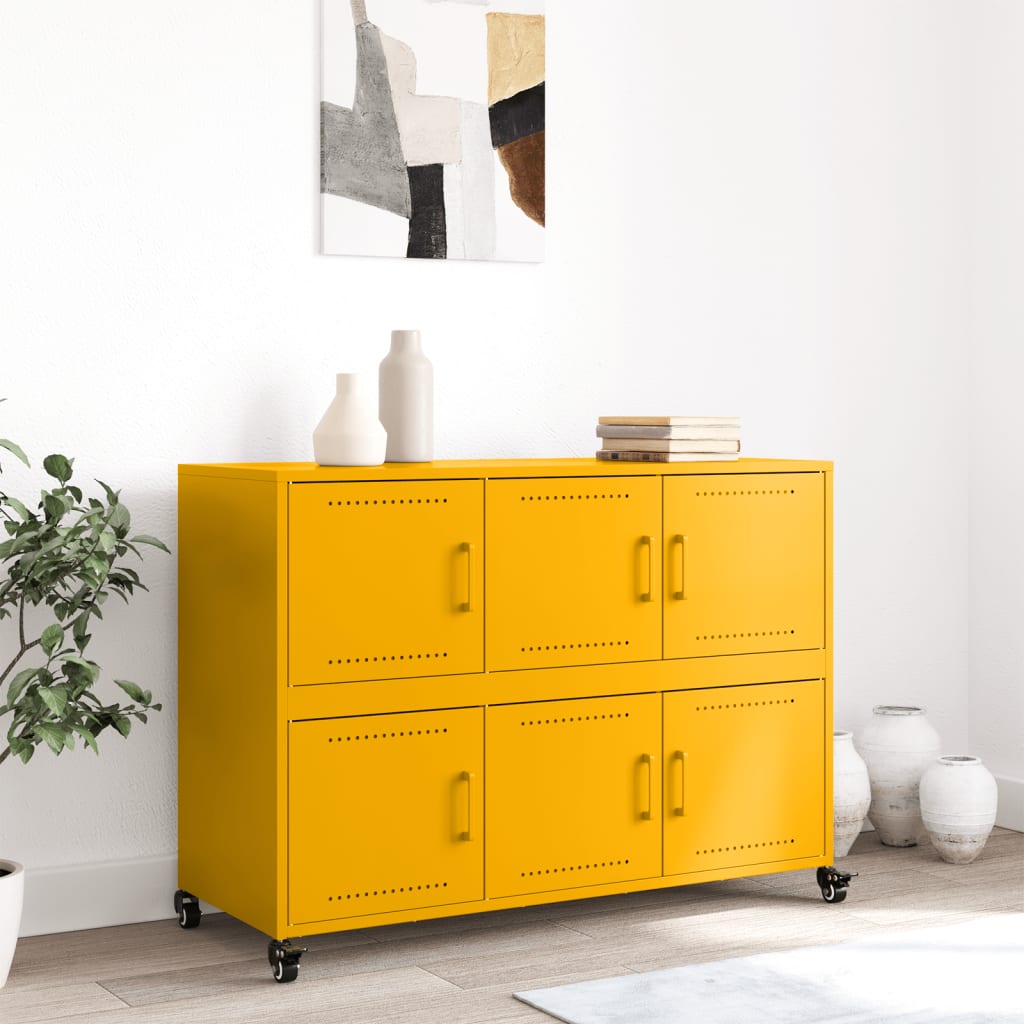 Komoda boja senfa 100,5x39x72 cm čelični
