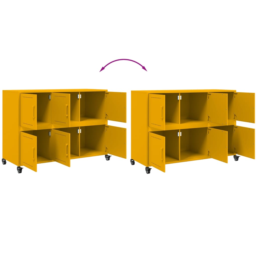 Komoda boja senfa 100,5x39x72 cm čelični