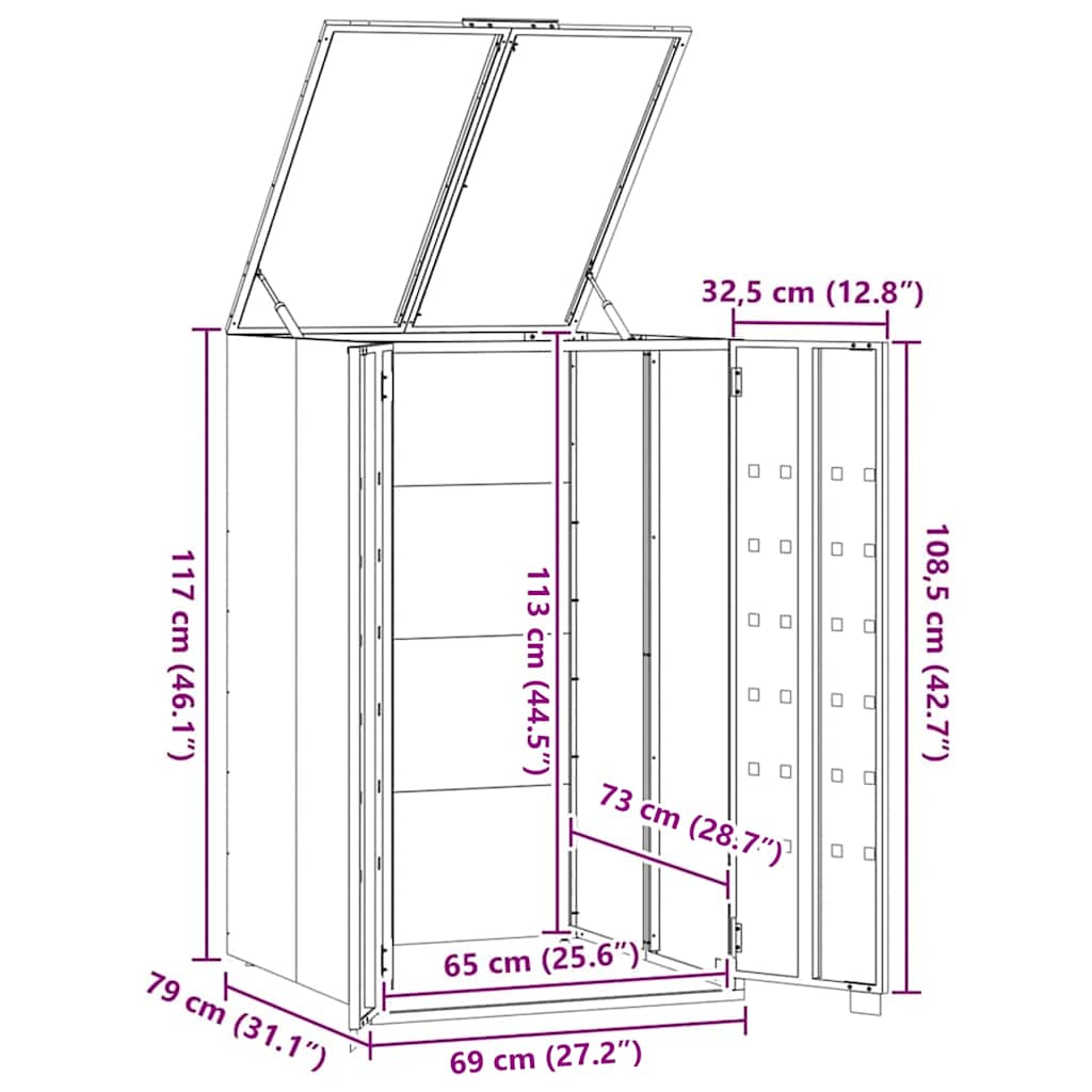 Spremnik za kantu za jednu kantu na kotačiće antracit boje 69x79x117 cm čelik