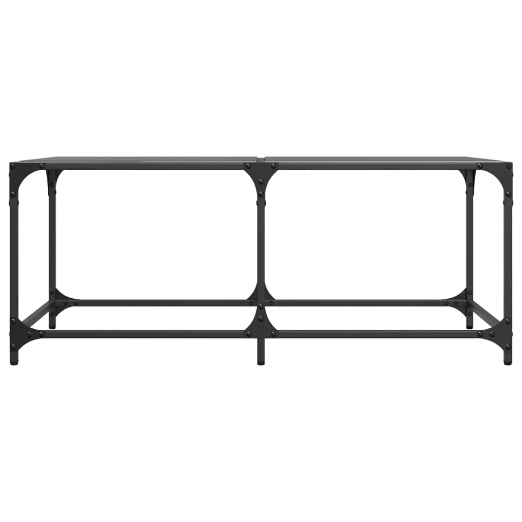 Stolić za kavu s crnom staklenom površinom 98,5x50x40 cm čelik