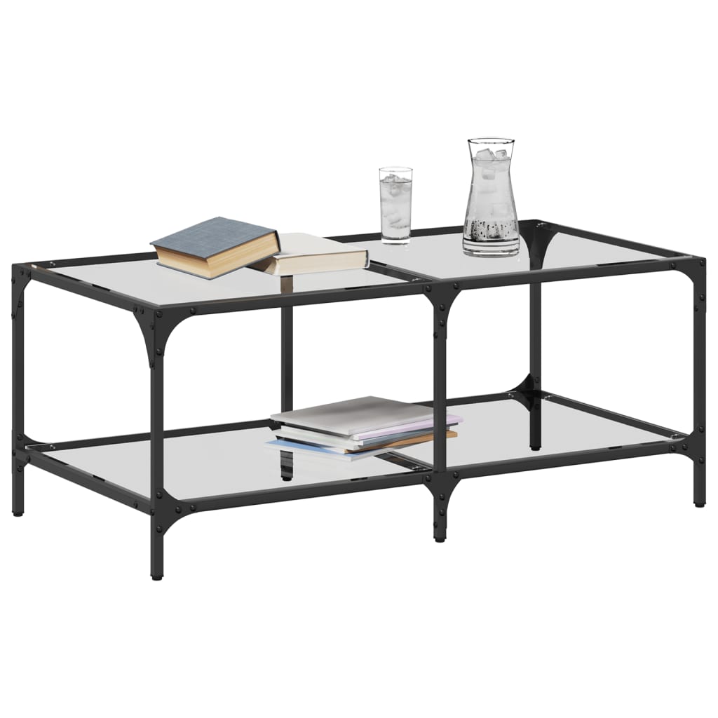 Stolić s prozirnom staklenom površinom 98,5 x 50 x 40 cm čelik