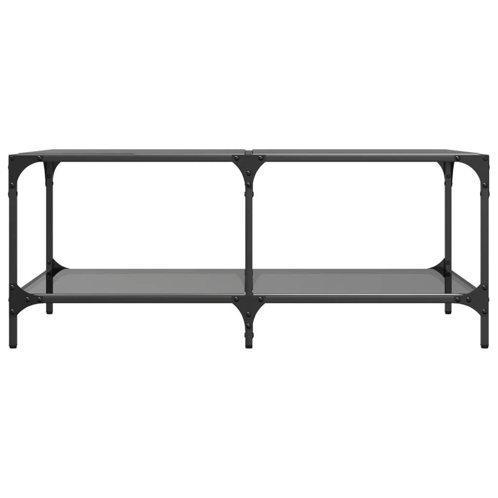 Stolić za kavu s crnom staklenom površinom 98,5x50x40 cm čelik