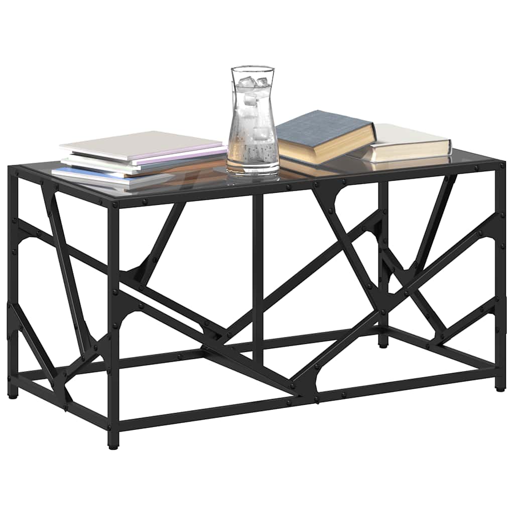 Stolić za kavu s crnom staklenom površinom 78,5x40x41 cm čelik