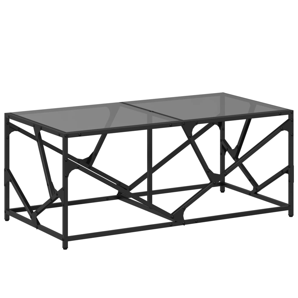 Stolić za kavu s crnom staklenom površinom 98,5x50x41 cm čelik