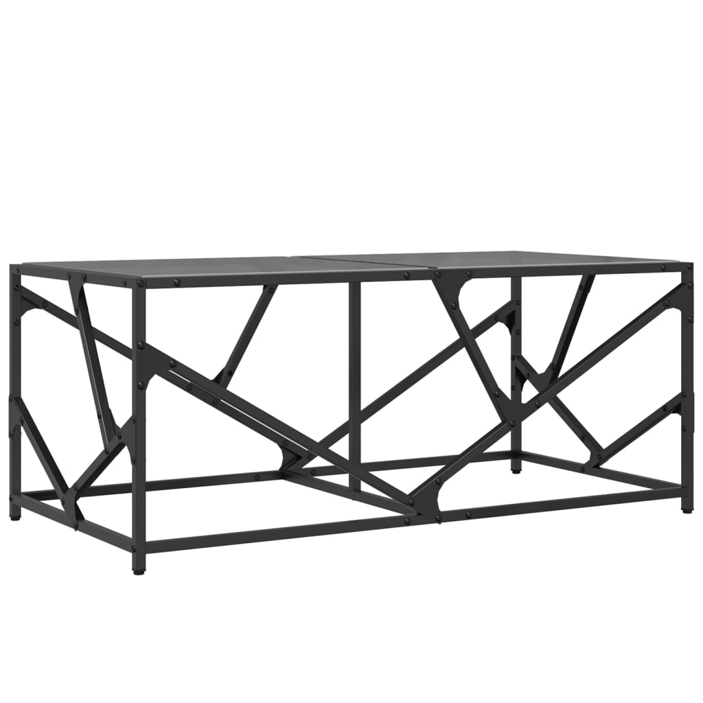 Stolić za kavu s crnom staklenom površinom 98,5x50x41 cm čelik
