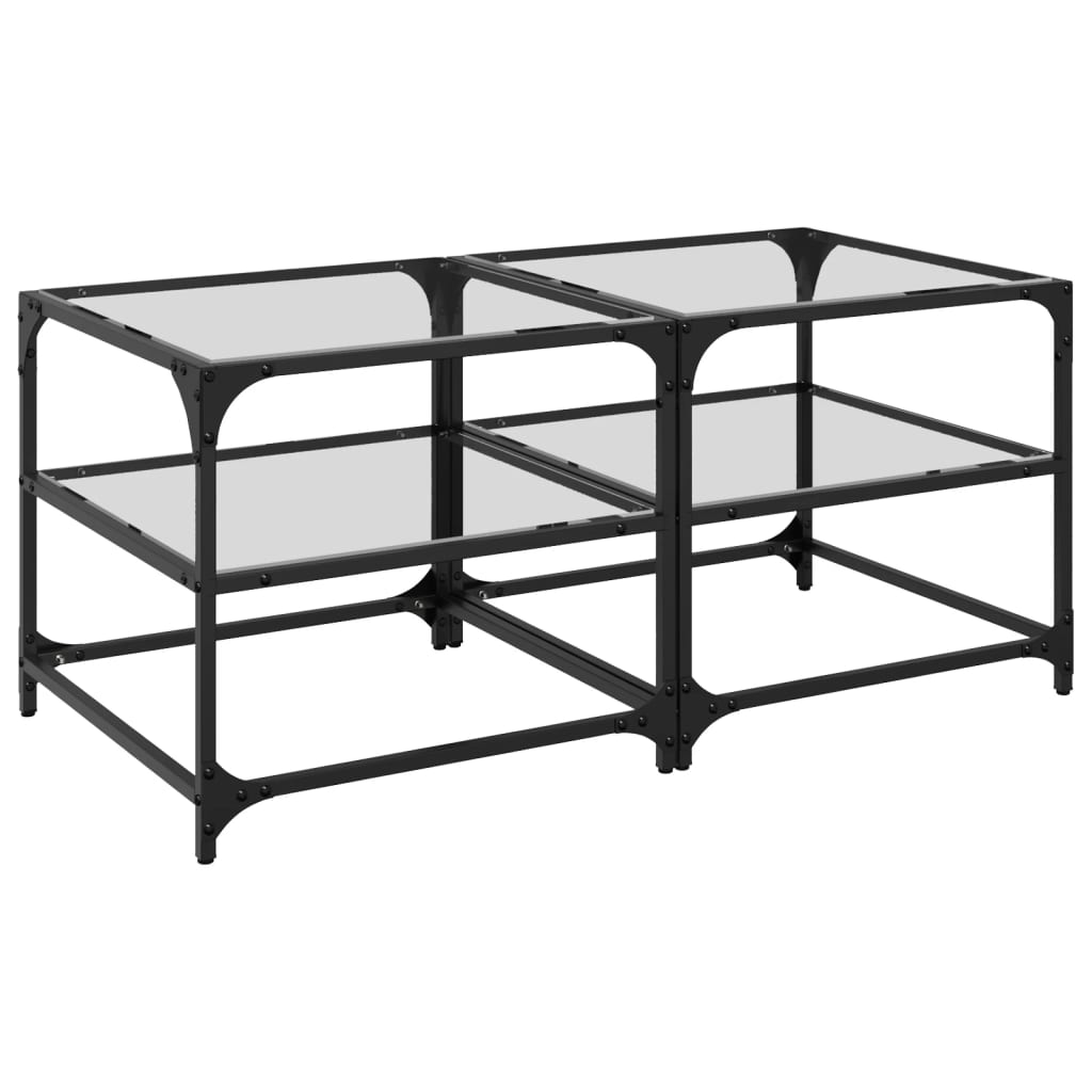 Stolići s prozirnom staklenom površinom 2 kom 50x50x45 cm čelik