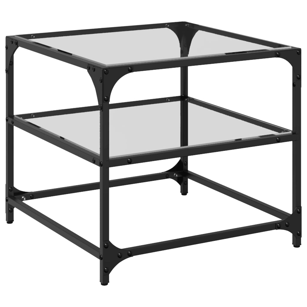 Stolići s prozirnom staklenom površinom 2 kom 50x50x45 cm čelik
