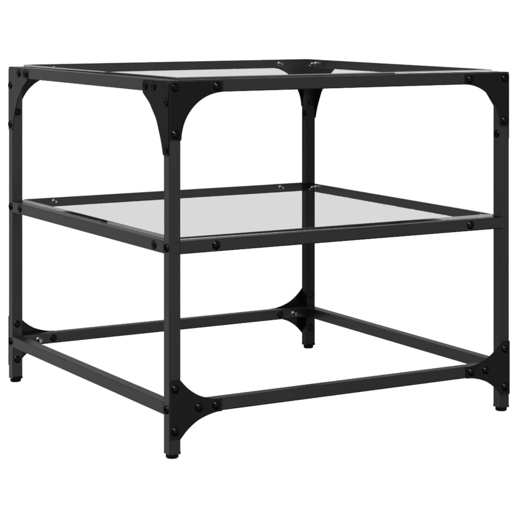 Stolići s prozirnom staklenom površinom 2 kom 50x50x45 cm čelik