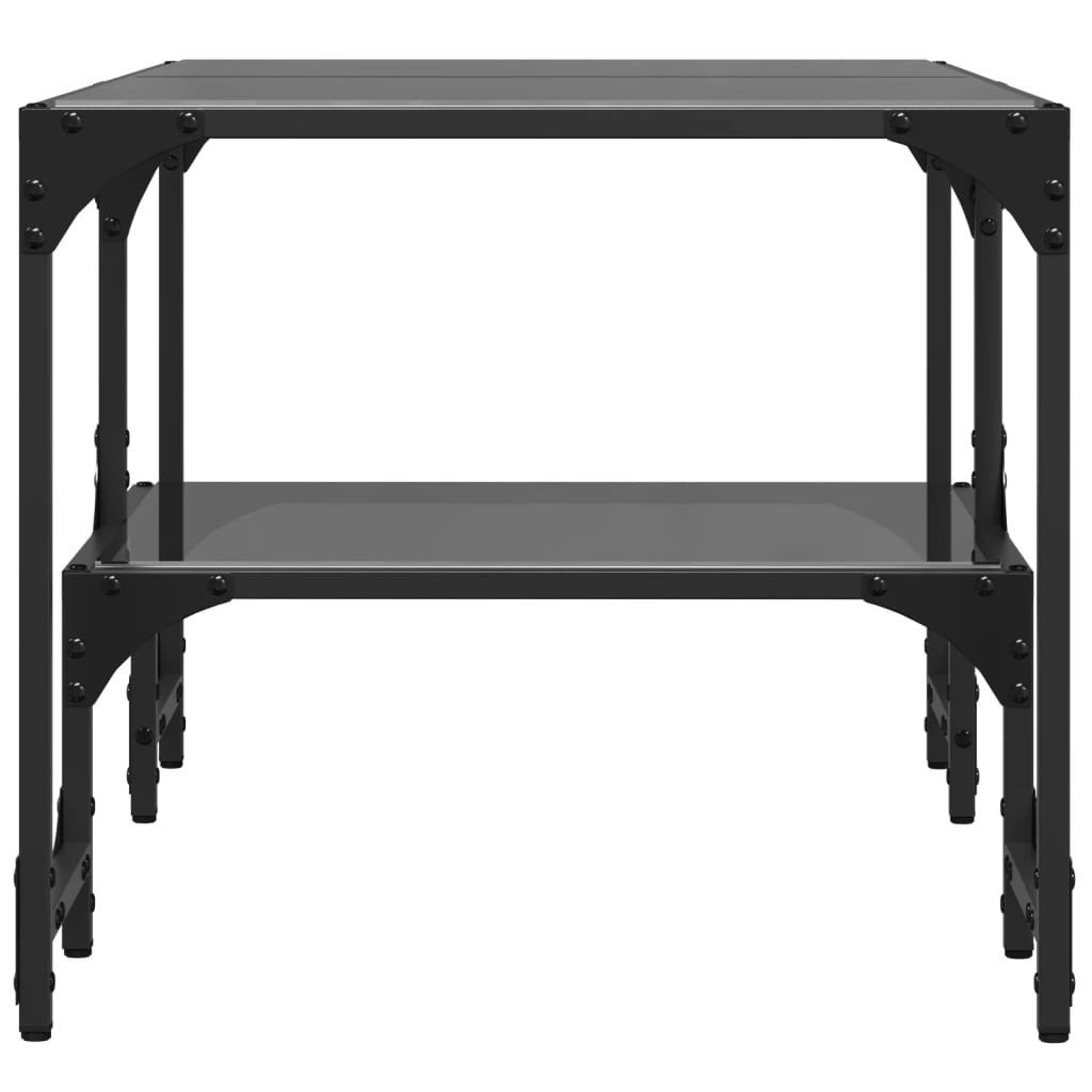 Stolić za kavu s crnom staklenom površinom 98,5x50x45 cm čelik