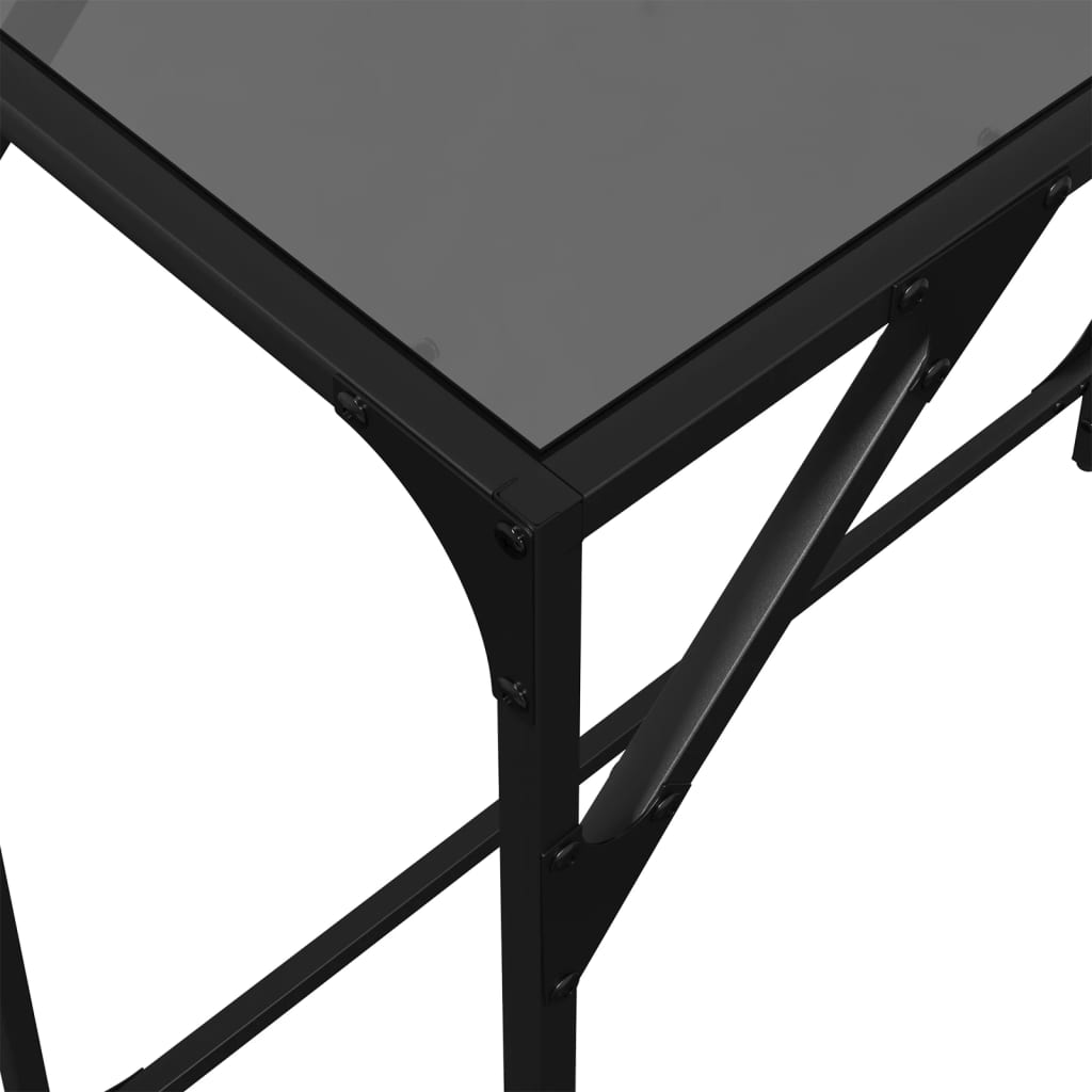 Konzolni stol s crnom staklenom površinom 80x35x81 cm čelični