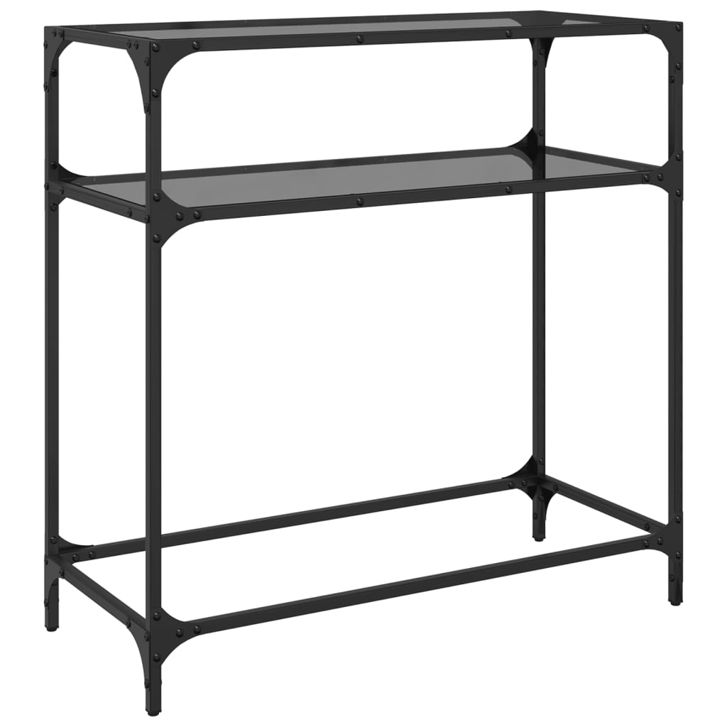 Konzolni stol s crnom staklenom površinom 80x35x81 cm čelični