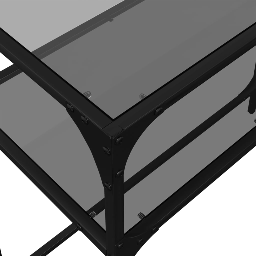Konzolni stol s crnom staklenom površinom 98x35x81 cm čelični