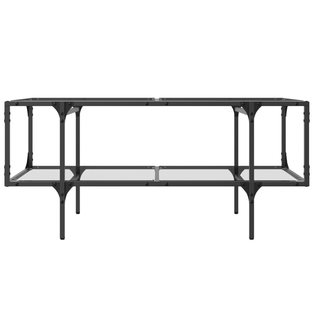 Stolić s prozirnom staklenom površinom 98,5x50x45 cm čelik Prozirna