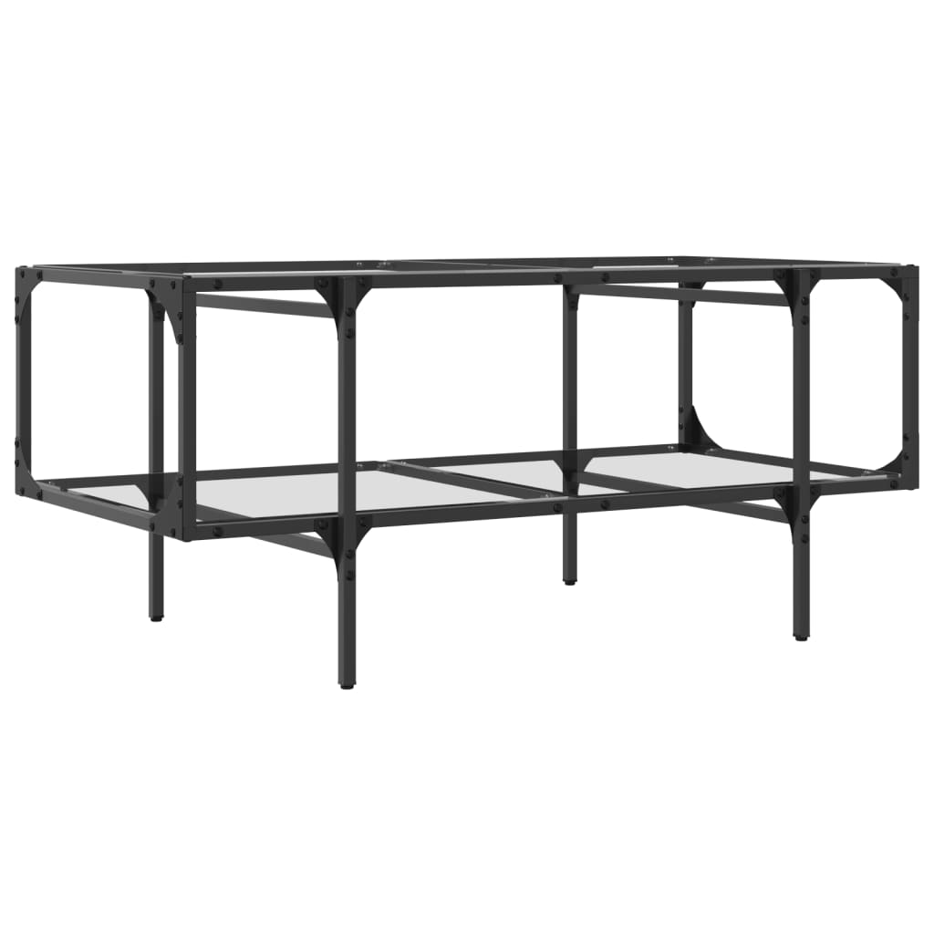 Stolić s prozirnom staklenom površinom 98,5x50x45 cm čelik Prozirna
