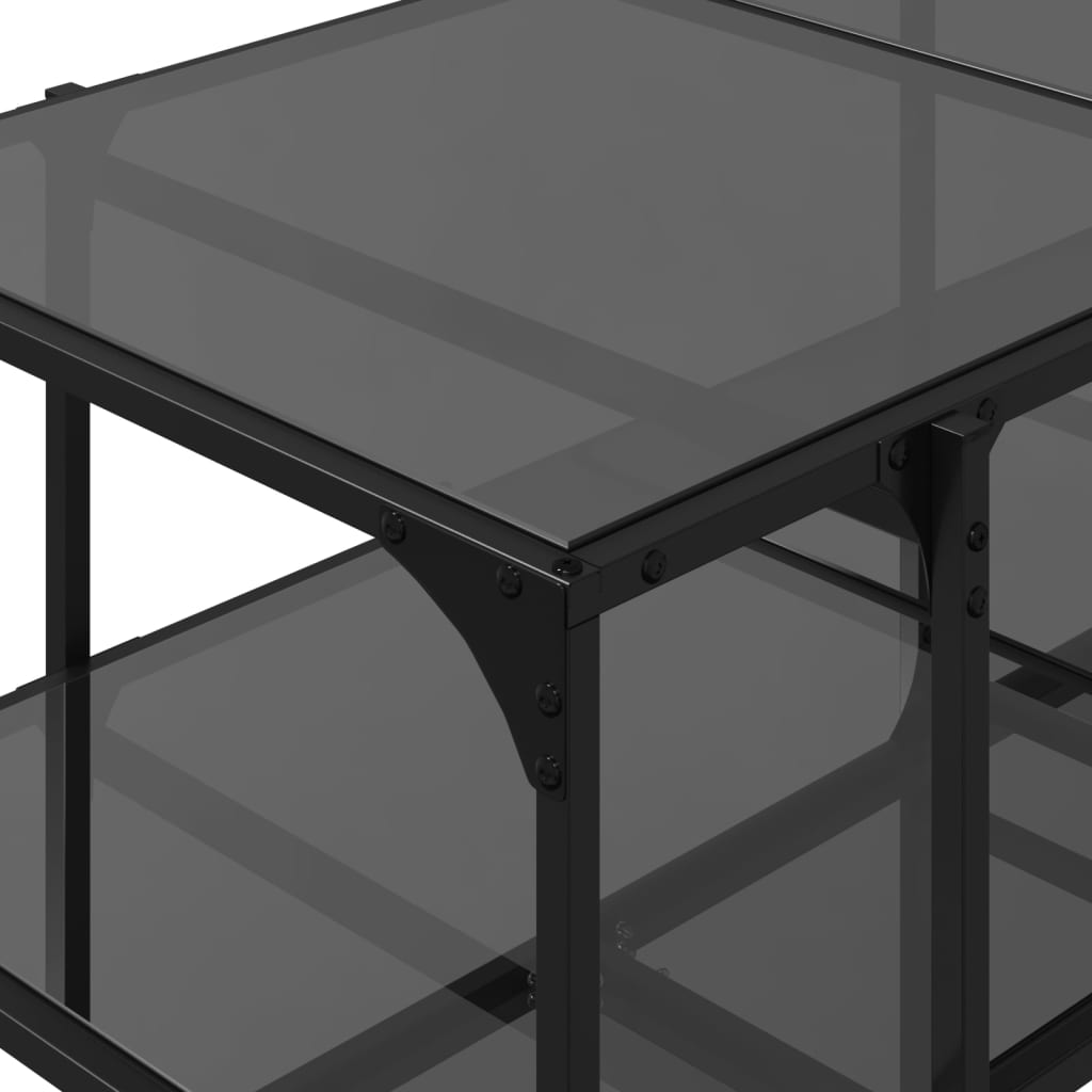 Stolić za kavu s crnom staklenom površinom 98,5x50x45 cm čelik